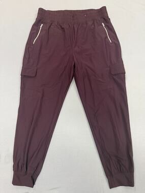 Old Navy Stretch Tech Cargo Jogger Pants Womens Large Plum Quick Dry Elastic Wai